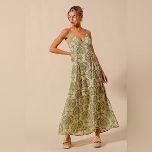SO ME Damask Floral Summer Maxi Flowy Dress With Open Back